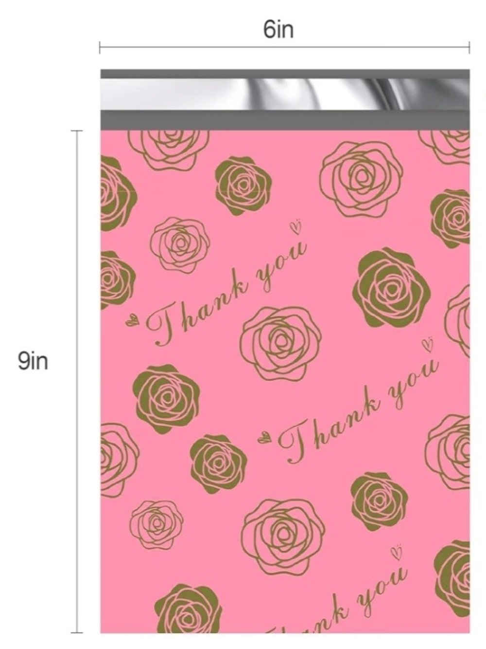 20ct 6 X 9 Pink Rose Thank You Polymailers 🌹🌹🌹🌹🌹 - Picture 2 of 3